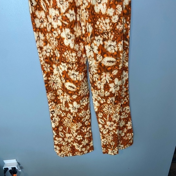 ZARA Printed Linen Geometric Floral Tie Dye Floral Pants - Picture 7 of 14